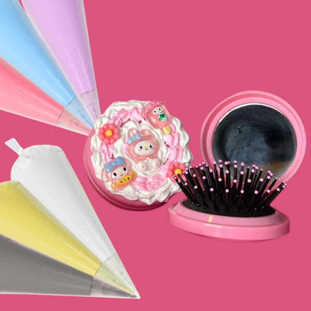 Custom Compact Mirror Hair Brush DIY Kit