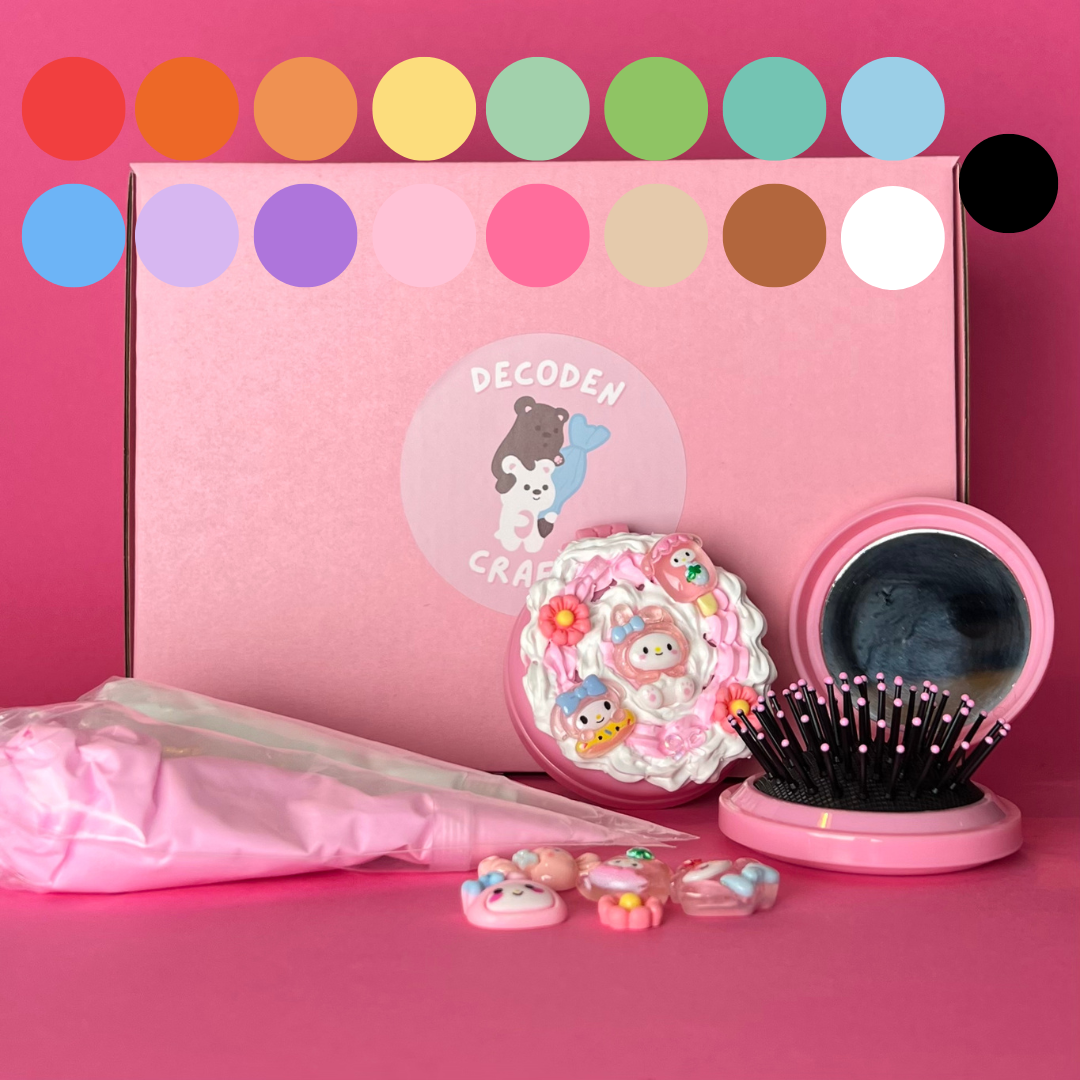 Custom Compact Mirror Hair Brush DIY Kit