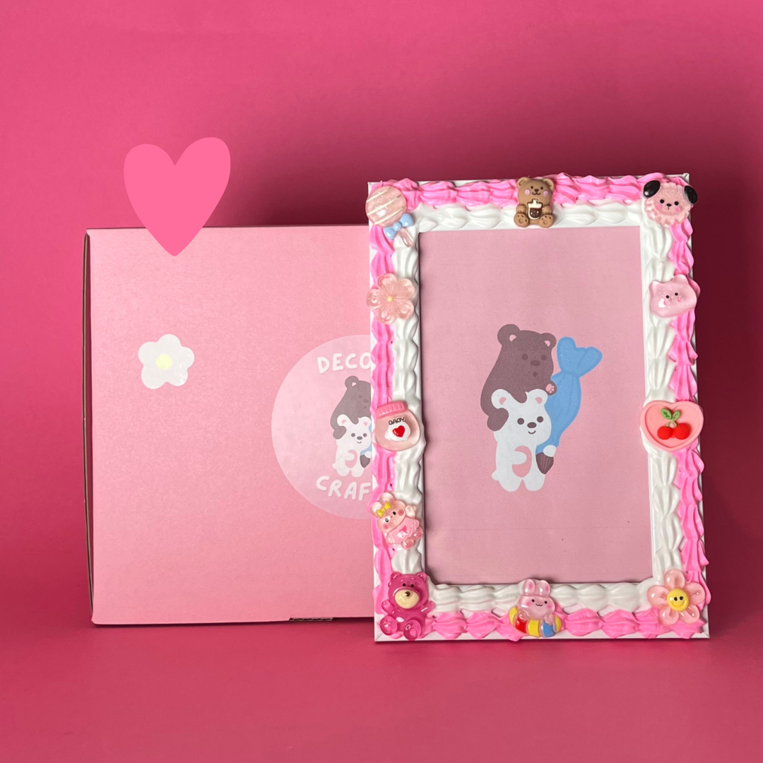 Pink Bubble Tea Bear Picture Frame