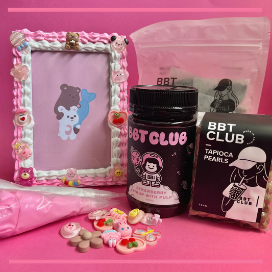 Strawberry Bubble Tea Boba + Frame DIY Kit